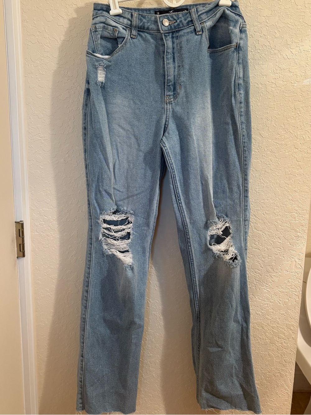 Hollister Light Blue Distressed Straight Leg Jeans